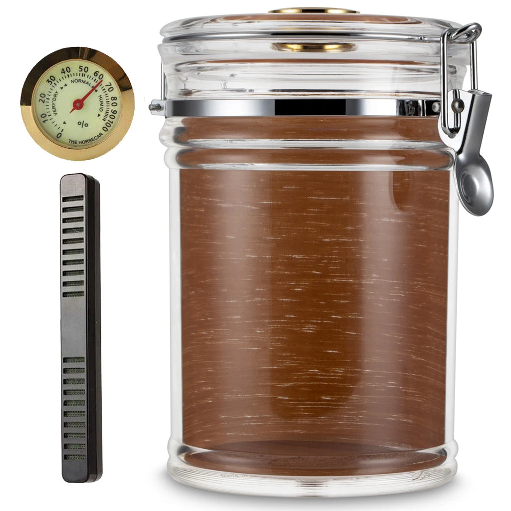 Acrylic Cigar Humidor Jar with Hygrometer & Humidifier - Cedar Lined Portable Travel Humidor | 15-20 Cigar Capacity Storage Container