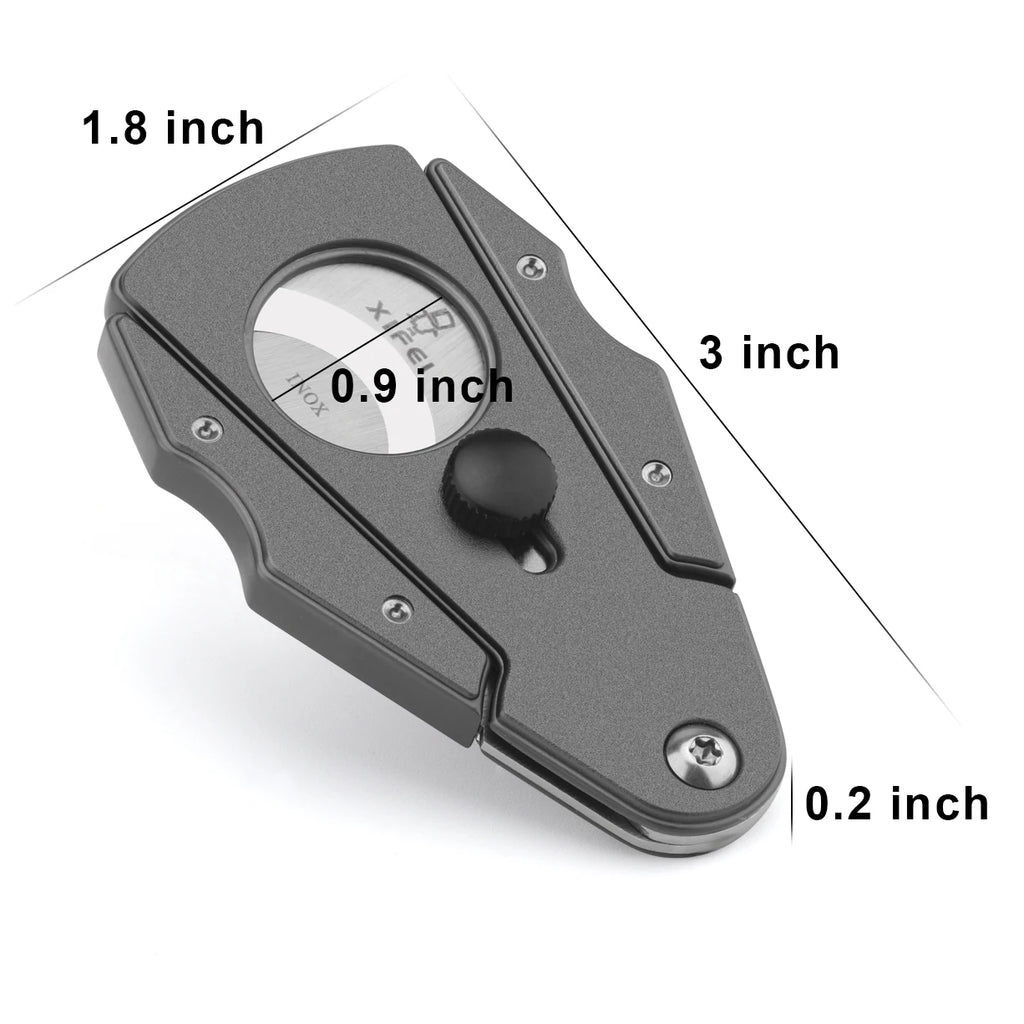 Pocket Cigar Cutter with Safety Lock & Leather Case - Stainless Steel Guillotine Cutter | Compact Gift Set