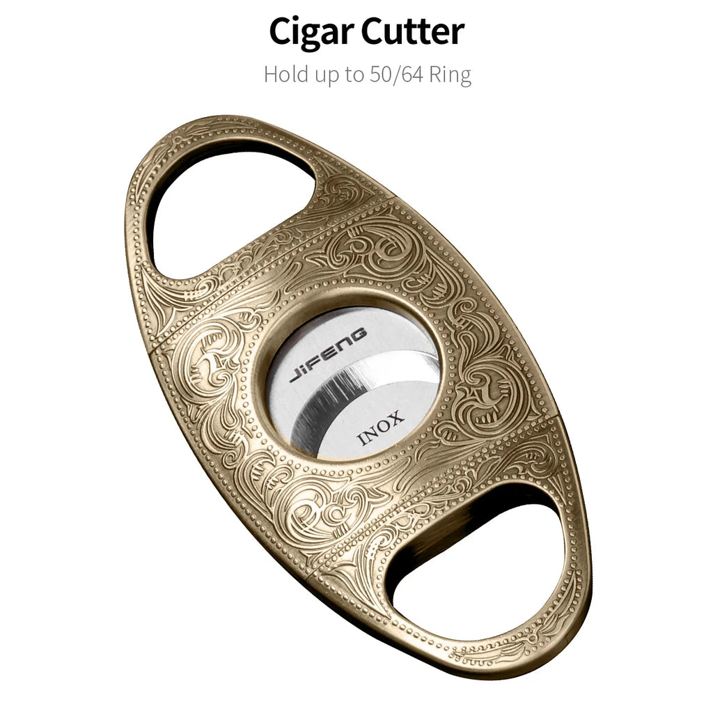 Luxury Engraved Cigar Lighter and Cutter Set - Windproof Torch Lighter | Stainless Steel Guillotine Cutter | Premium Gift Box