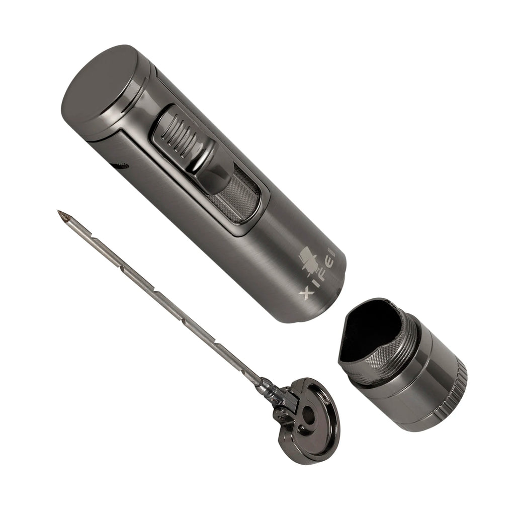 Torch Lighter with Cigar Punch & Stand - Refillable Butane Windproof Lighter - 4-in-1 Accessory Tool