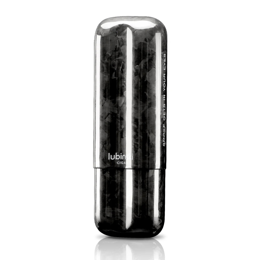 Carbon Fiber Travel Cigar Case | 2-3 Count Portable Humidor with Gift Box