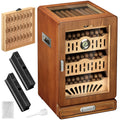 Cedar Wood Cigar Humidor Cabinet with Glass Top - 100-150 Cigar Capacity | Digital Hygrometer & Dual Humidifiers
