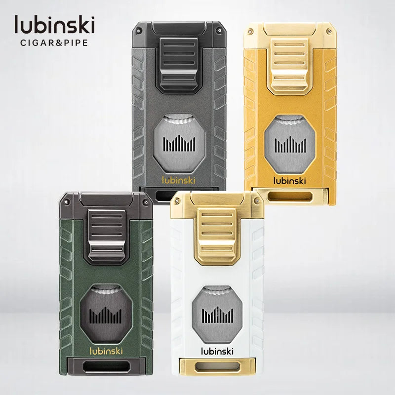 3-in-1 Torch Lighter with Cigar Punch & Holder - Refillable Butane Jet Flame Lighter | Premium Gift Box Set