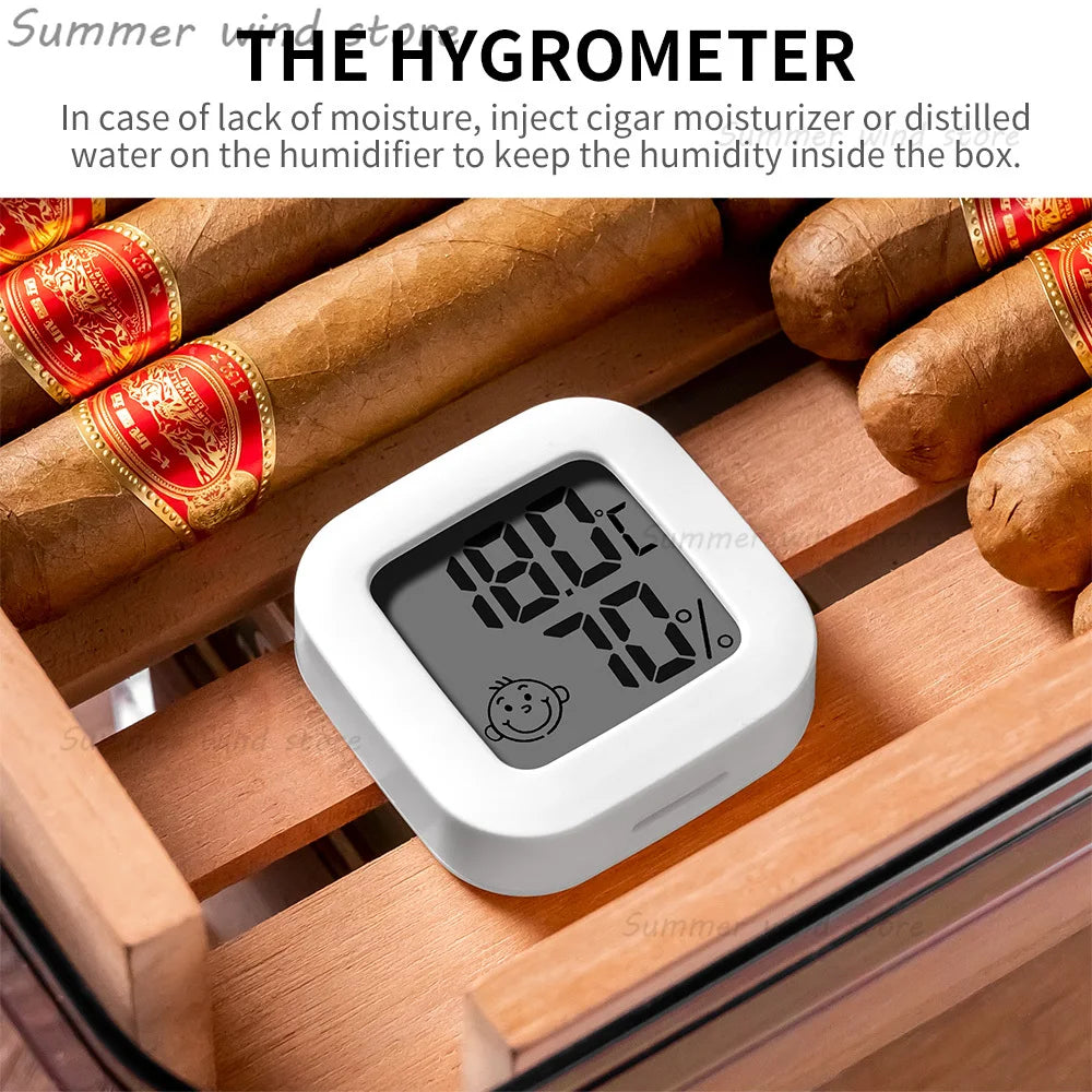 Acrylic Desktop Cigar Humidor with Cedar Wood - Transparent Display Box with Hygrometer & Humidifier | Modern Cigar Storage