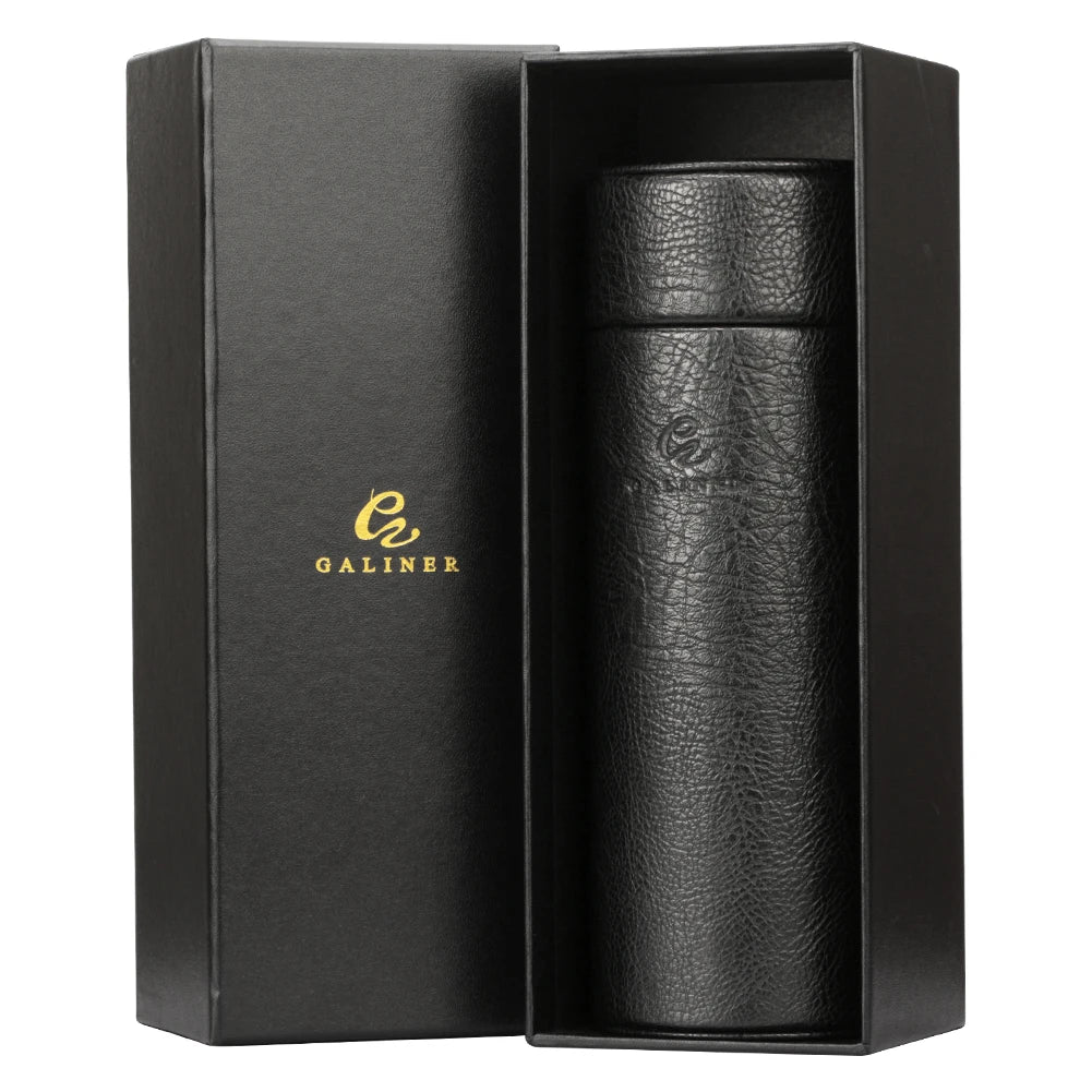 Portable Travel Cigar Humidor Tube - Leather & Cedar Wood with Hygrometer & Humidifier | Black Cigar Case