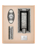 Premium Cigar Gift Set - Windproof Lighter, Cutter & Ashtray | Engraved Metal 3-Piece Cigar Accessories Kit