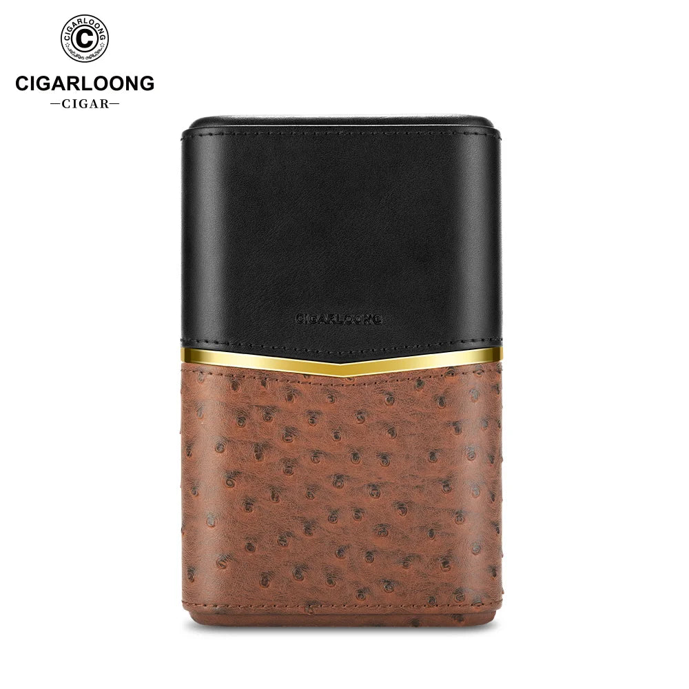 Cedar-Lined Leather Cigar Case with Magnetic Closure - Holds 3 Cigars | Premium Travel Humidor