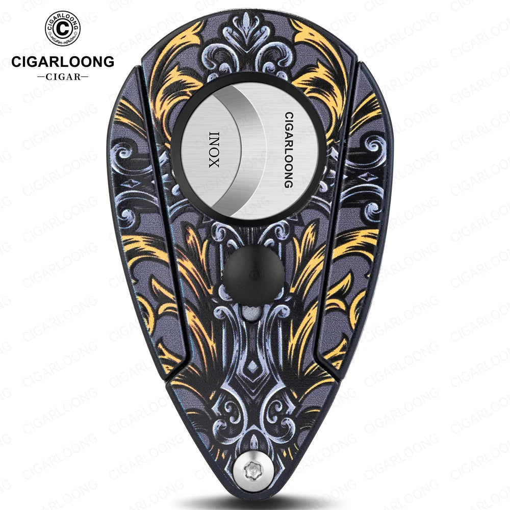 Guillotine Cigar Cutter with Leather Case - Stainless Steel Sharp Blade - Semi-Automatic 21mm Cutter