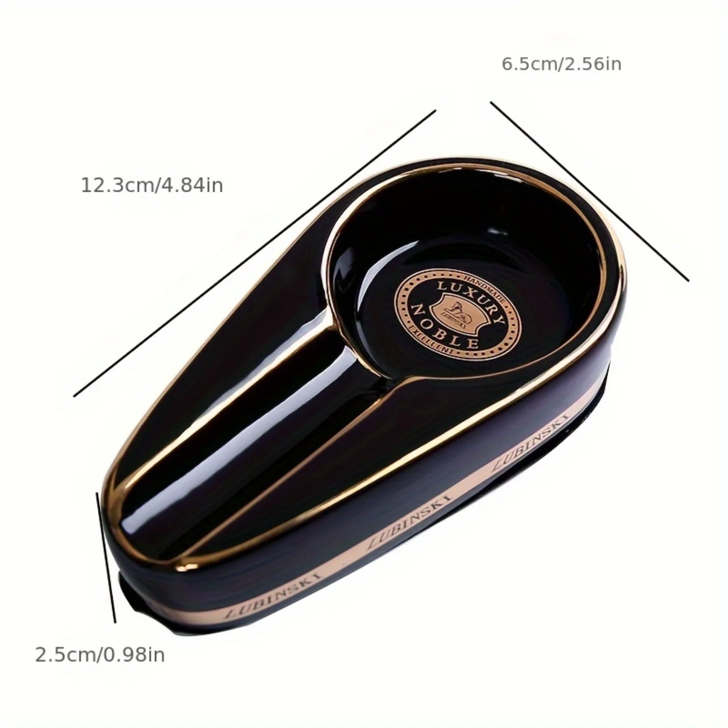 Portable Ceramic Cigar Ashtray with Single Rest - Travel Ash Tray | Compact Oval Design for On-the-Go Smoking