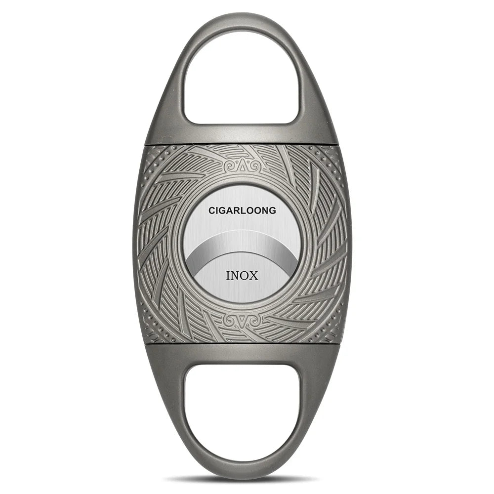 Ornate Double-Blade Guillotine Cigar Cutter in Rigid Steel