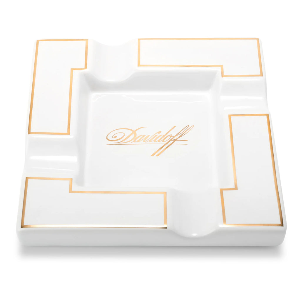 Large Square Ceramic Cigar Ashtray with 4 Rests - Premium Table Ash Tray | Gift Box Included