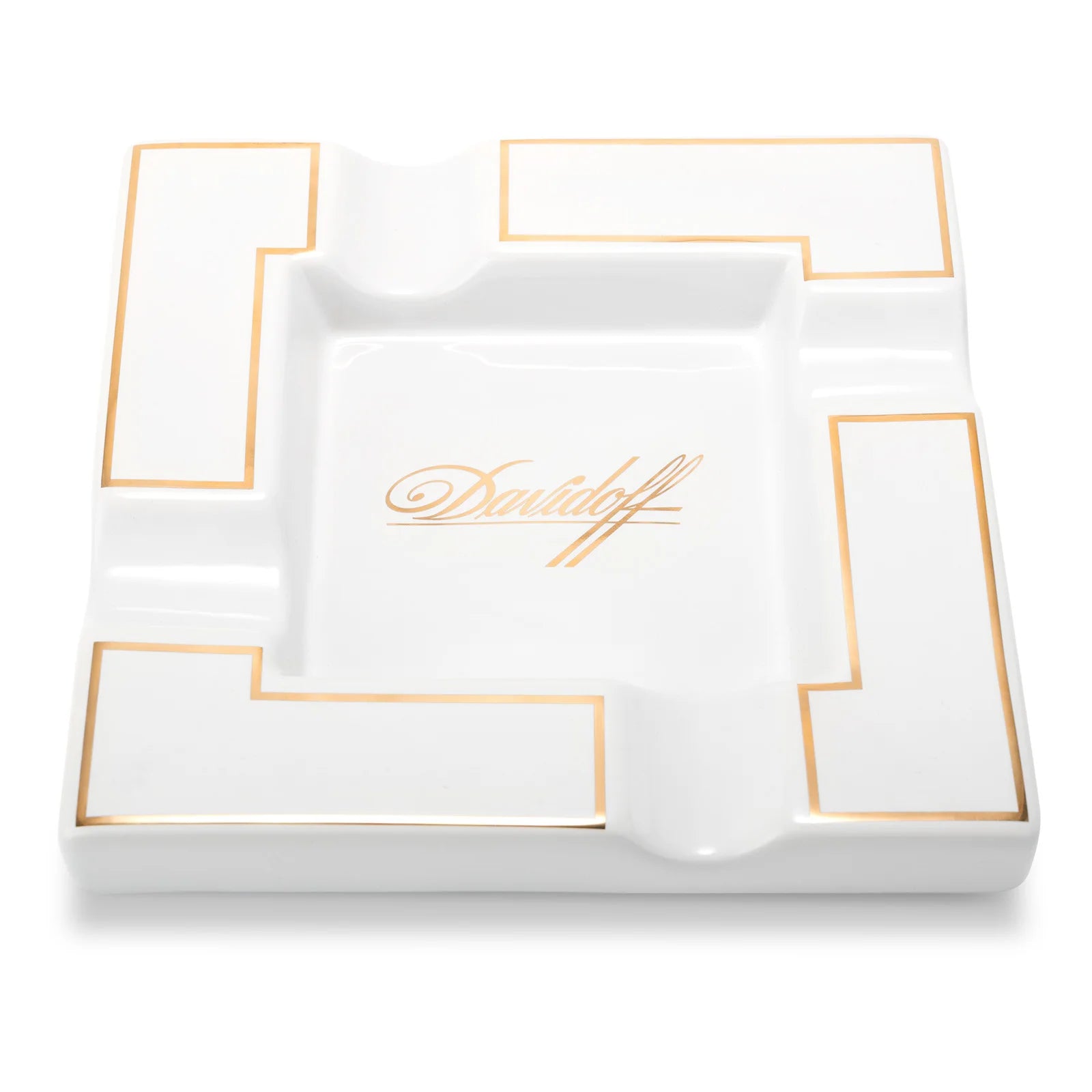 Large Square Ceramic Cigar Ashtray with 4 Rests - Premium Table Ash Tray | Gift Box Included