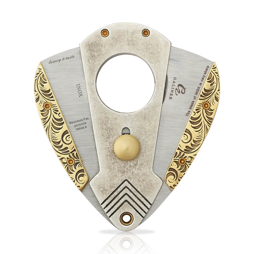 Stainless Steel Guillotine Cigar Cutter - Sharp Blade for Ring Gauge up to 58 | Luxury Gift Box Set with Carbon Fiber & Engraved Designs