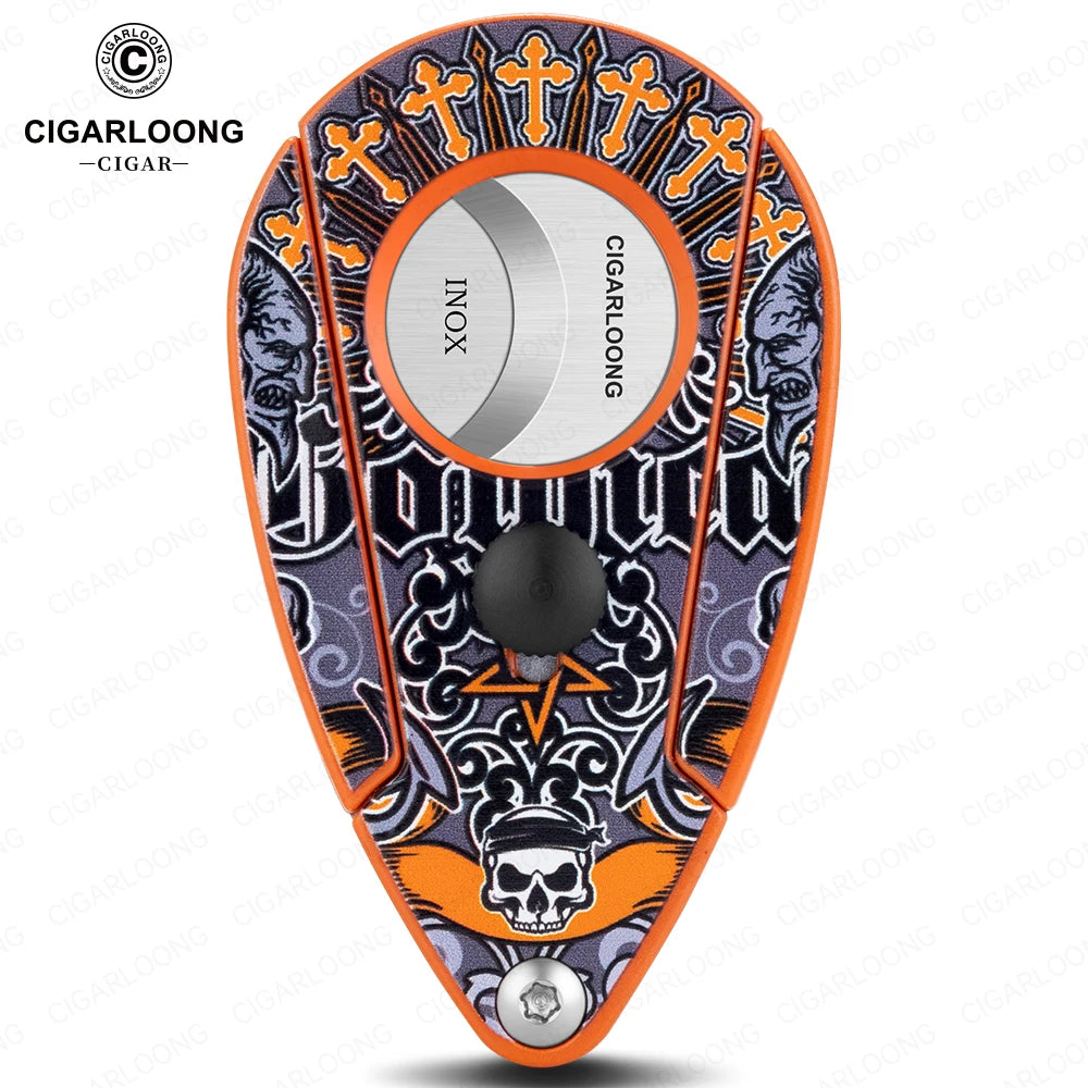 Guillotine Cigar Cutter with Leather Case - Stainless Steel Sharp Blade - Semi-Automatic 21mm Cutter