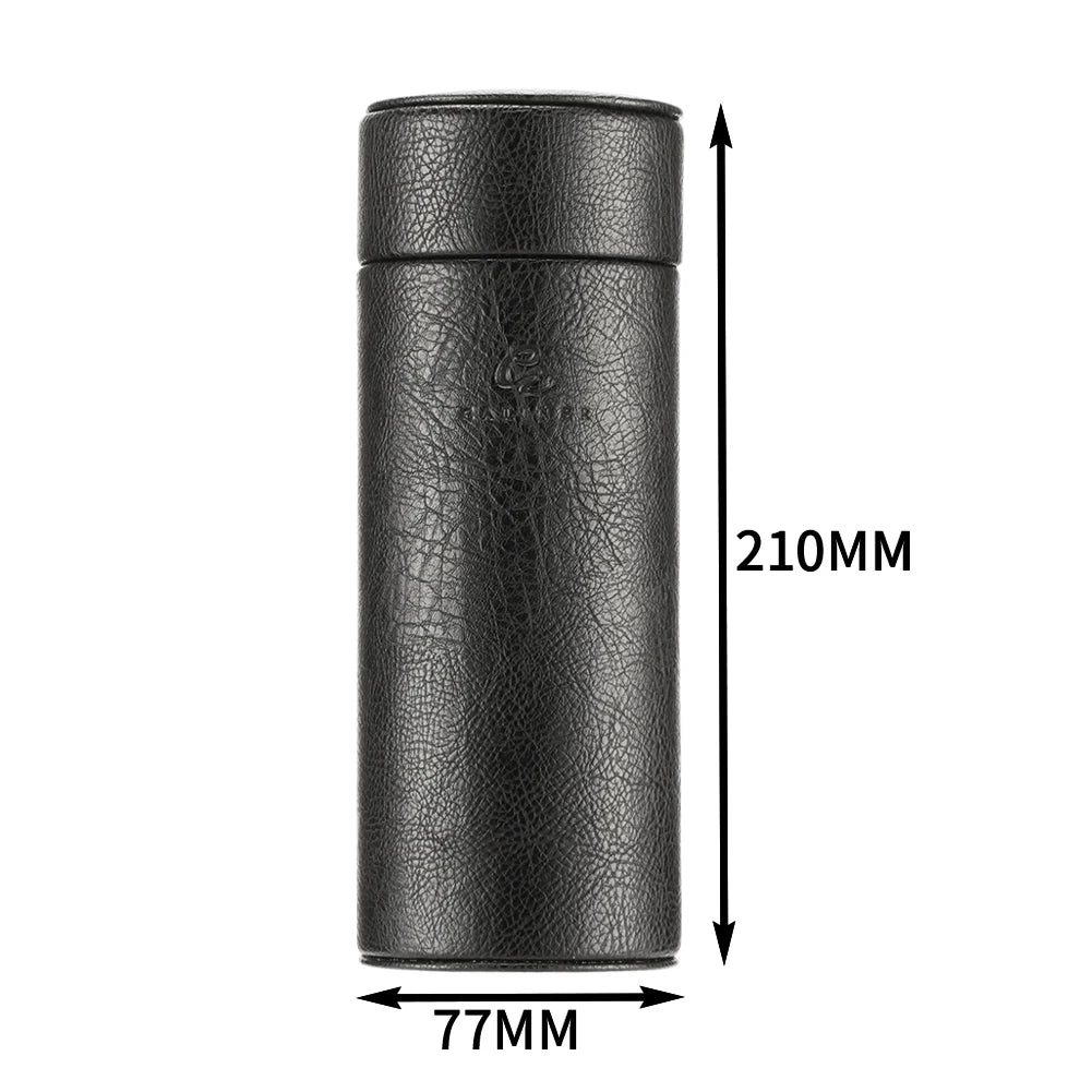 Portable Travel Cigar Humidor Tube - Leather & Cedar Wood with Hygrometer & Humidifier | Black Cigar Case