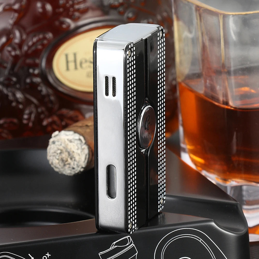 Triple Jet Torch Cigar Lighter with Punch Cutter - Refillable Windproof Butane Lighter | Premium Cigar Accessories