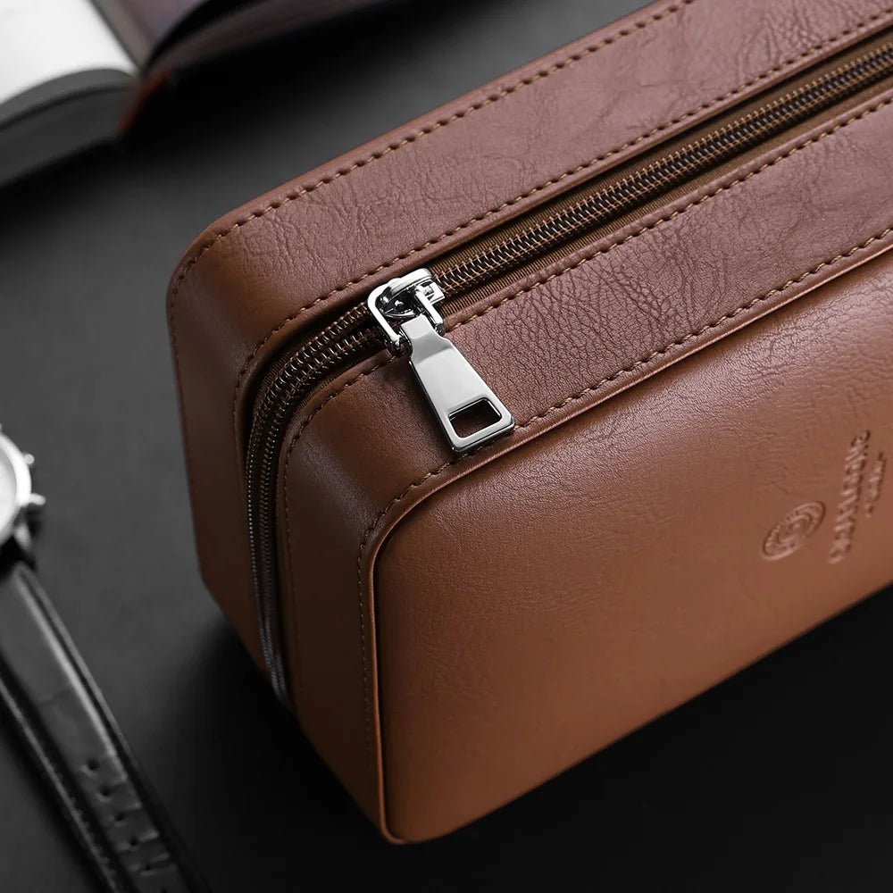 Cedar Wood Travel Cigar Humidor | 10 Count Leather Case with Humidifier