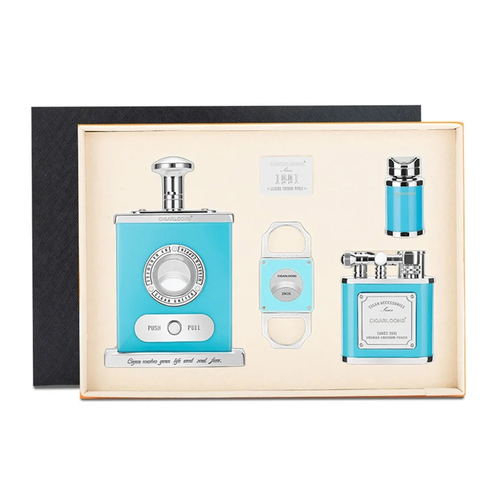 Encendedor de puros de lujo, resistente al viento, con llama, cortador de puros de escritorio, punzón, herramientas especiales de metal, regalo para fumadores CL-TZ263