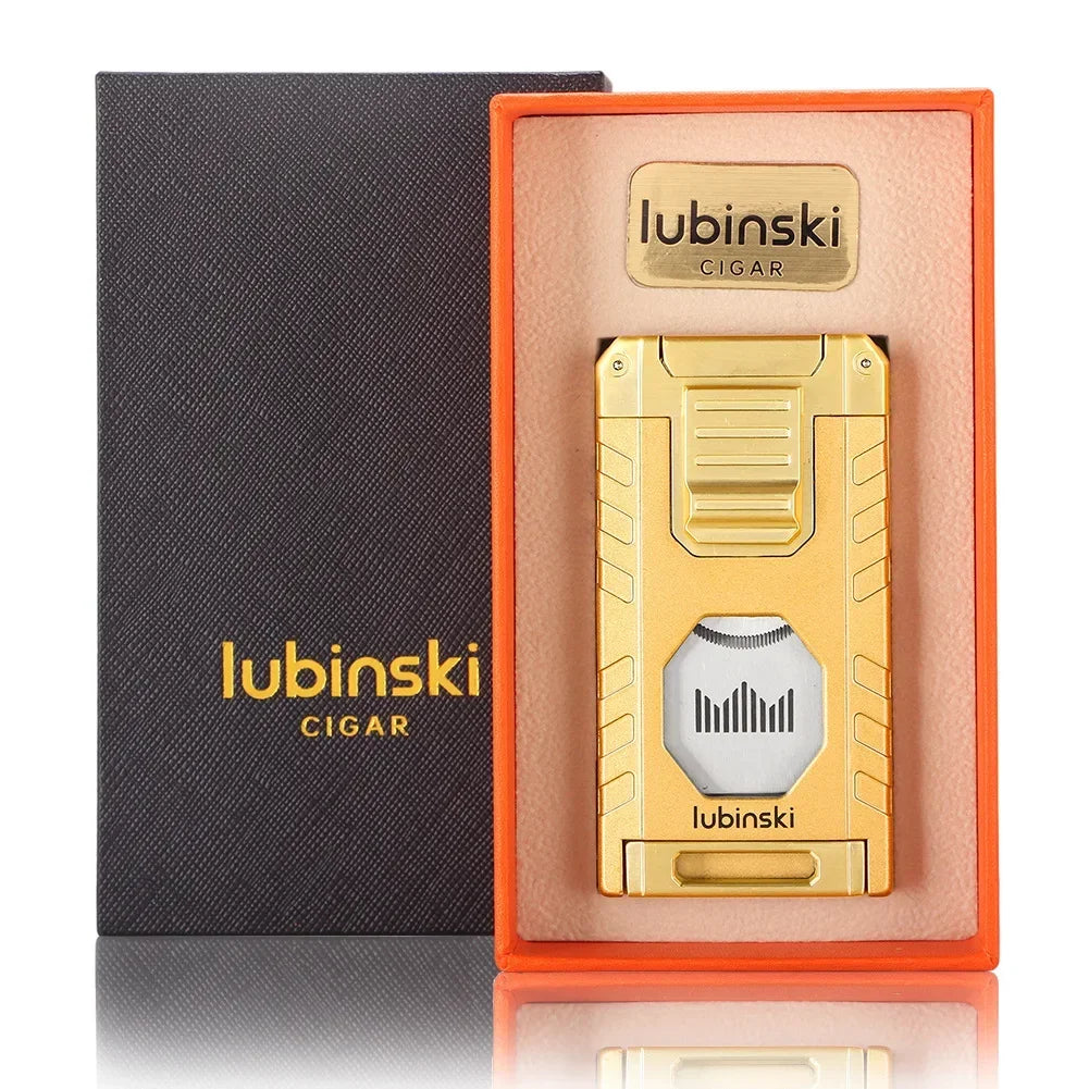 3-in-1 Torch Lighter with Cigar Punch & Holder - Refillable Butane Jet Flame Lighter | Premium Gift Box Set