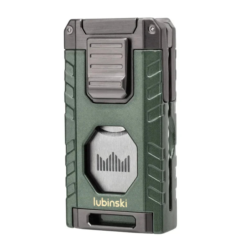 3-in-1 Torch Lighter with Cigar Punch & Holder - Refillable Butane Jet Flame Lighter | Premium Gift Box Set