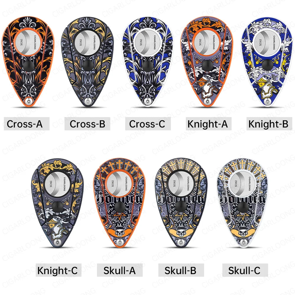 Guillotine Cigar Cutter with Leather Case - Stainless Steel Sharp Blade - Semi-Automatic 21mm Cutter