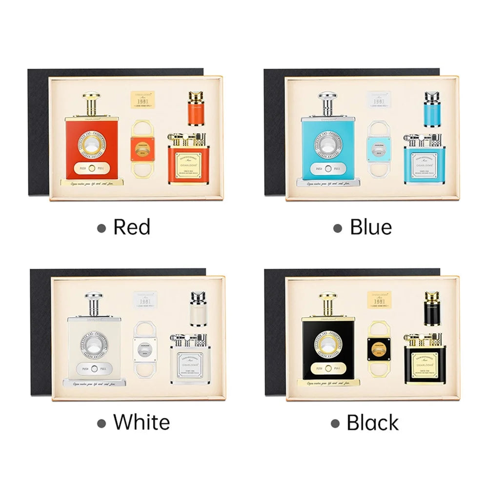 Coffret de luxe pour cigares : briquet coupe-cigares de bureau, coupe-cigares, poinçon, outil spécial en métal, cadeau idéal pour les fumeurs (CL-TZ263).