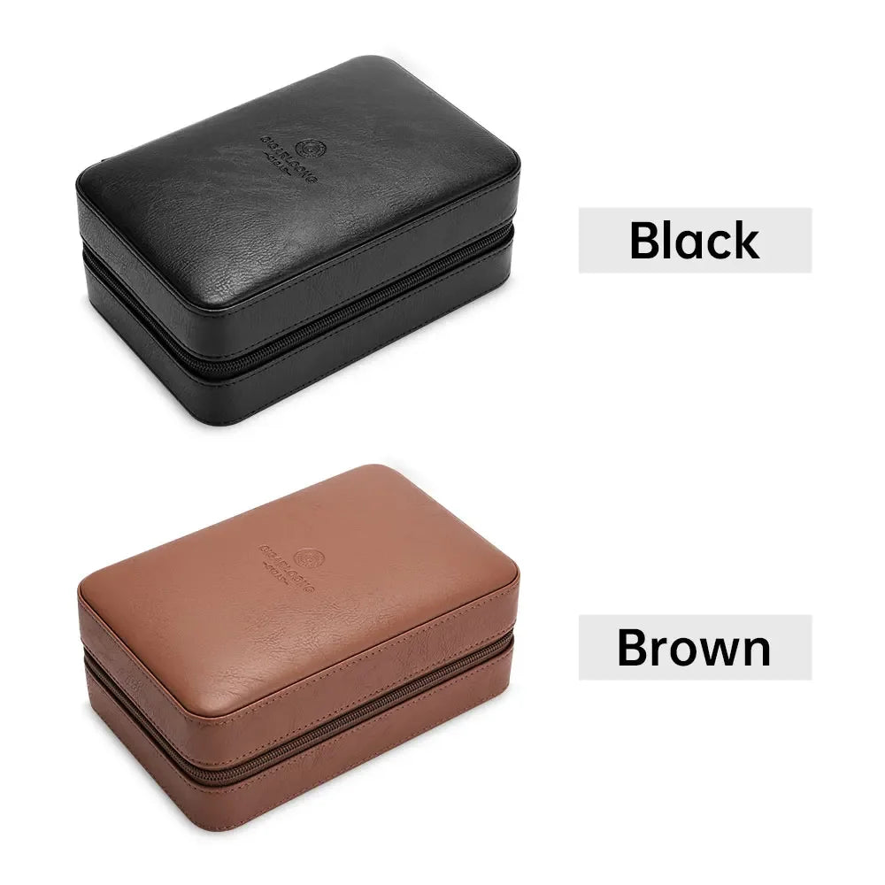 Cedar Wood Travel Cigar Humidor | 10 Count Leather Case with Humidifier