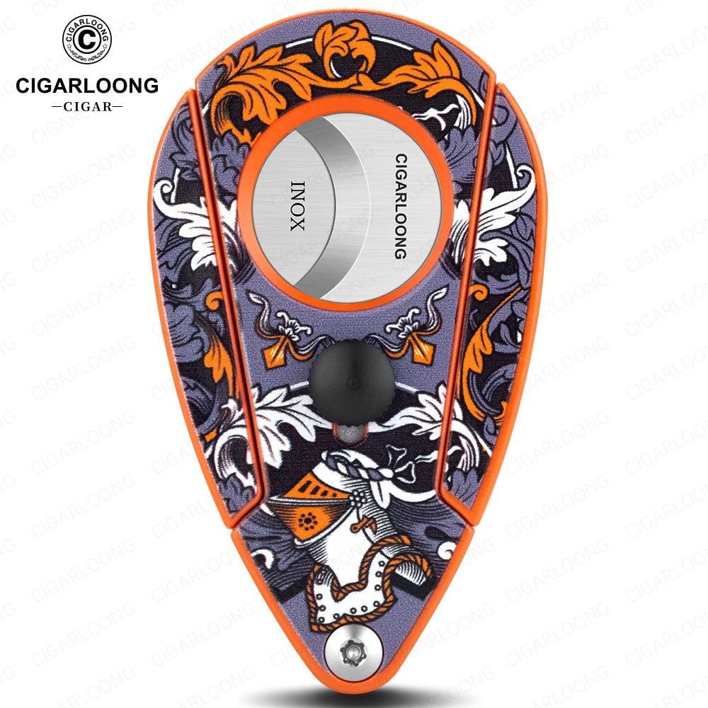 Guillotine Cigar Cutter with Leather Case - Stainless Steel Sharp Blade - Semi-Automatic 21mm Cutter