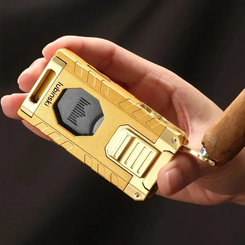 3-in-1 Torch Lighter with Cigar Punch & Holder - Refillable Butane Jet Flame Lighter | Premium Gift Box Set