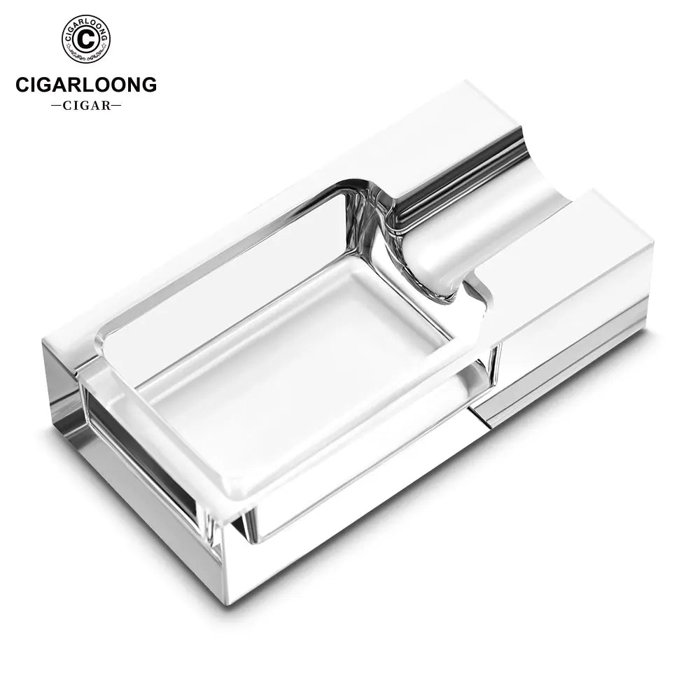 Luxury Glass Cigar Ashtray with Metal Holder | Premium Smoking Accessory