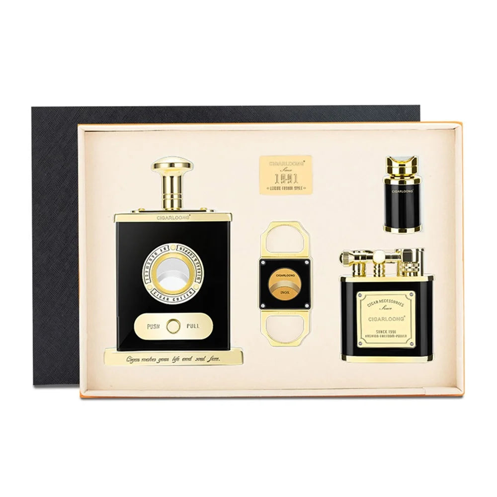 Encendedor de puros de lujo, resistente al viento, con llama, cortador de puros de escritorio, punzón, herramientas especiales de metal, regalo para fumadores CL-TZ263