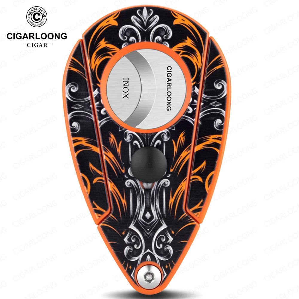 Guillotine Cigar Cutter with Leather Case - Stainless Steel Sharp Blade - Semi-Automatic 21mm Cutter