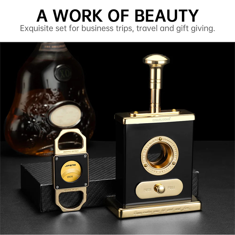Coffret de luxe pour cigares : briquet coupe-cigares de bureau, coupe-cigares, poinçon, outil spécial en métal, cadeau idéal pour les fumeurs (CL-TZ263).
