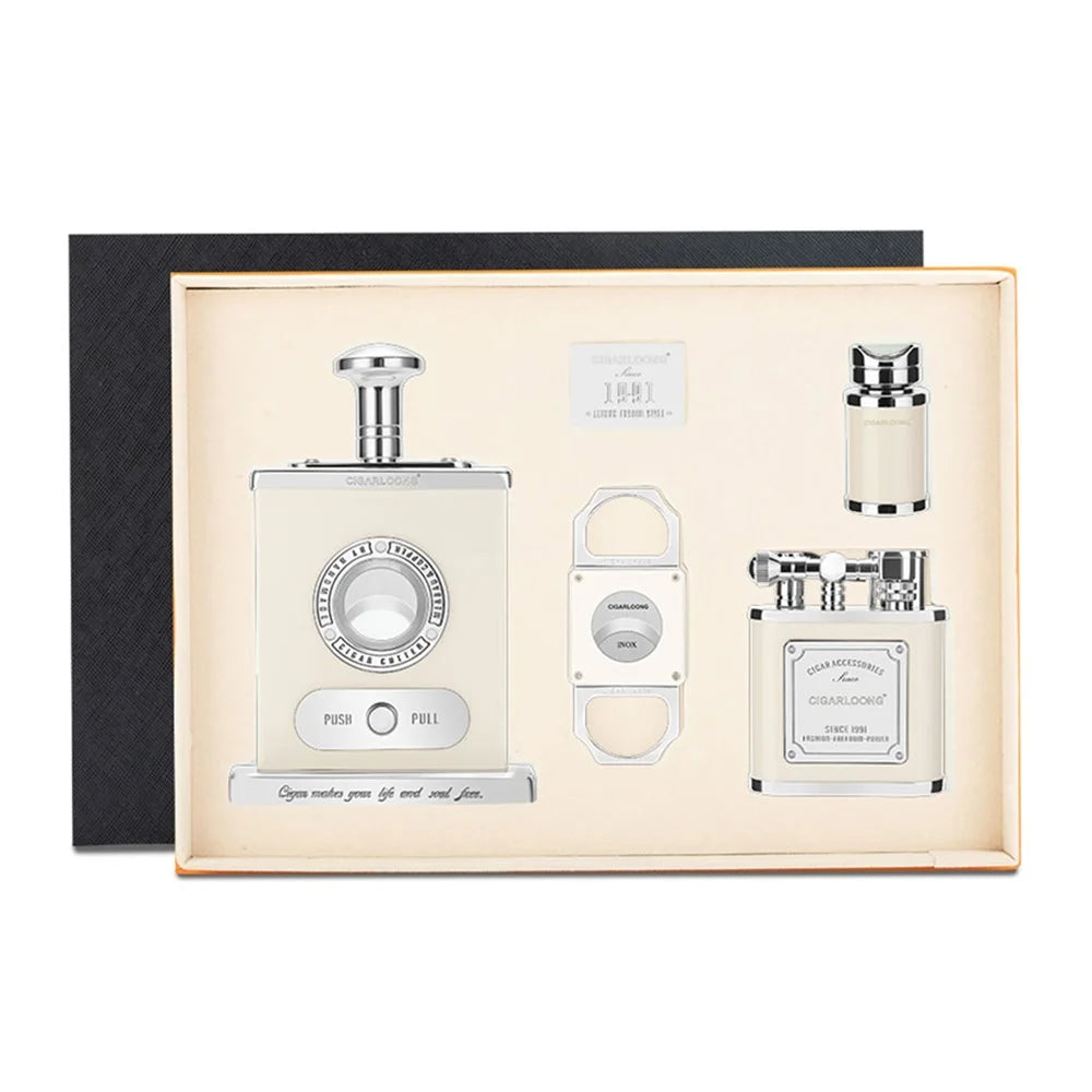 Encendedor de puros de lujo, resistente al viento, con llama, cortador de puros de escritorio, punzón, herramientas especiales de metal, regalo para fumadores CL-TZ263