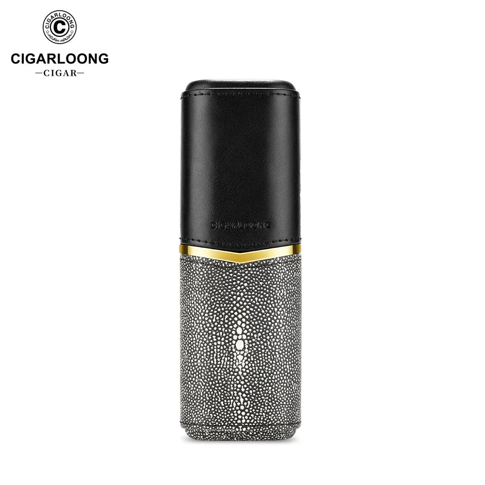 Premium Leather 2-Cigar Travel Case with Cedar Wood Lining - Portable Cigar Tube Holder | Exotic Leather Patterns