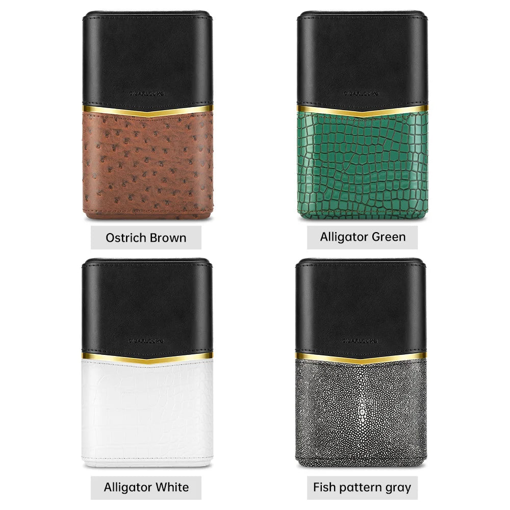 Cedar-Lined Leather Cigar Case with Magnetic Closure - Holds 3 Cigars | Premium Travel Humidor