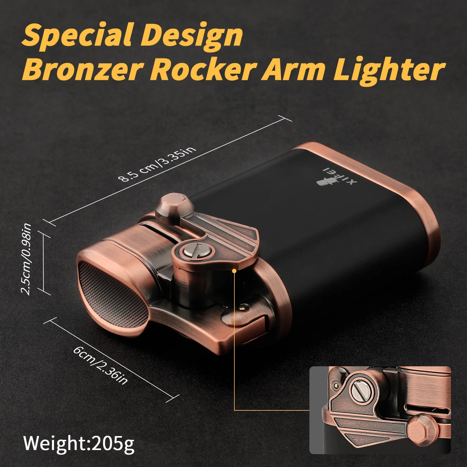 4 Jet Flame Torch Lighter with Built-In Cigar Holder - Refillable Butane Windproof Lighter | Adjustable Flame Desktop Rocker Ignition