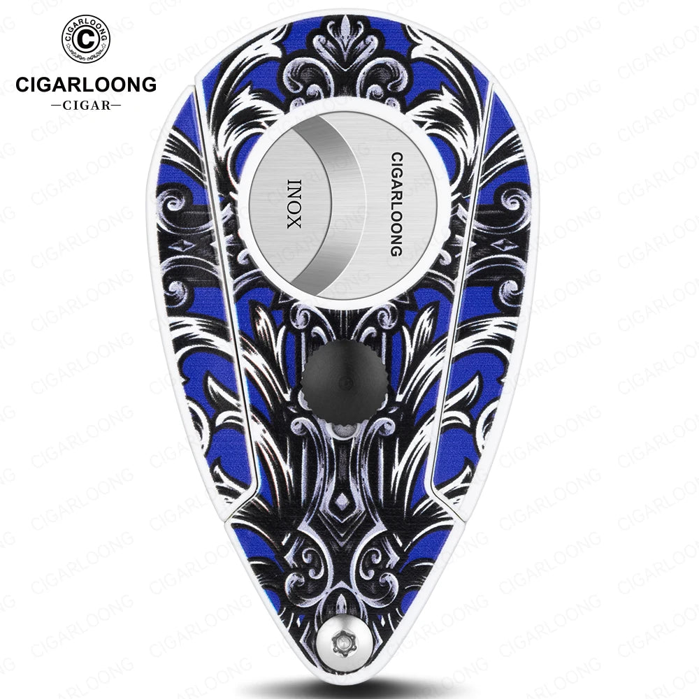 Guillotine Cigar Cutter with Leather Case - Stainless Steel Sharp Blade - Semi-Automatic 21mm Cutter