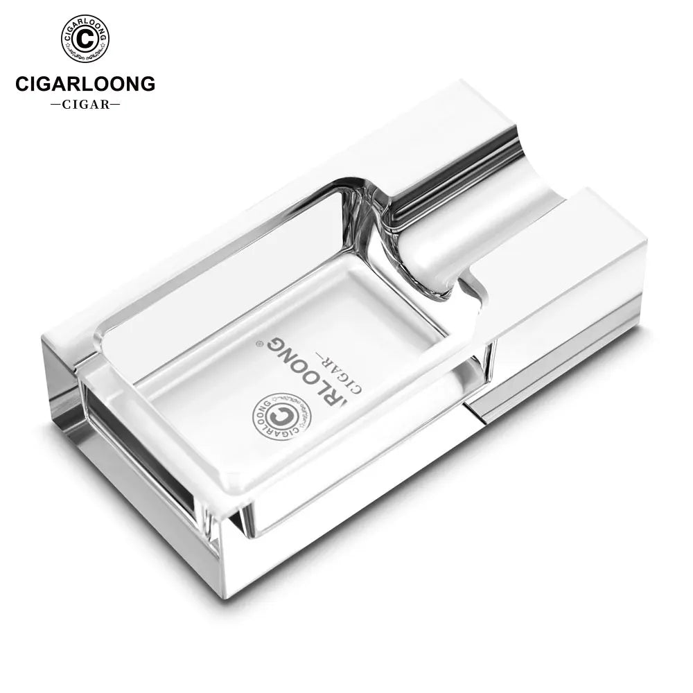 Luxury Glass Cigar Ashtray with Metal Holder | Premium Smoking Accessory