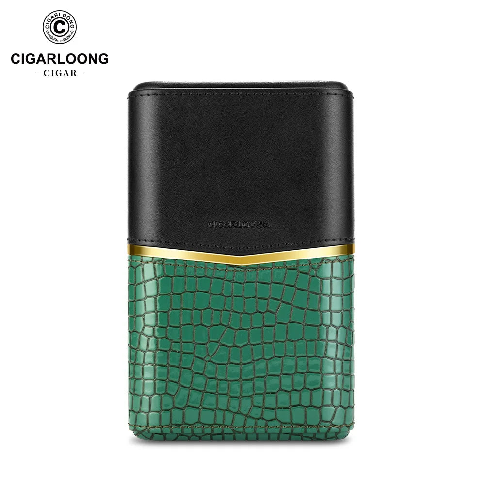 Cedar-Lined Leather Cigar Case with Magnetic Closure - Holds 3 Cigars | Premium Travel Humidor