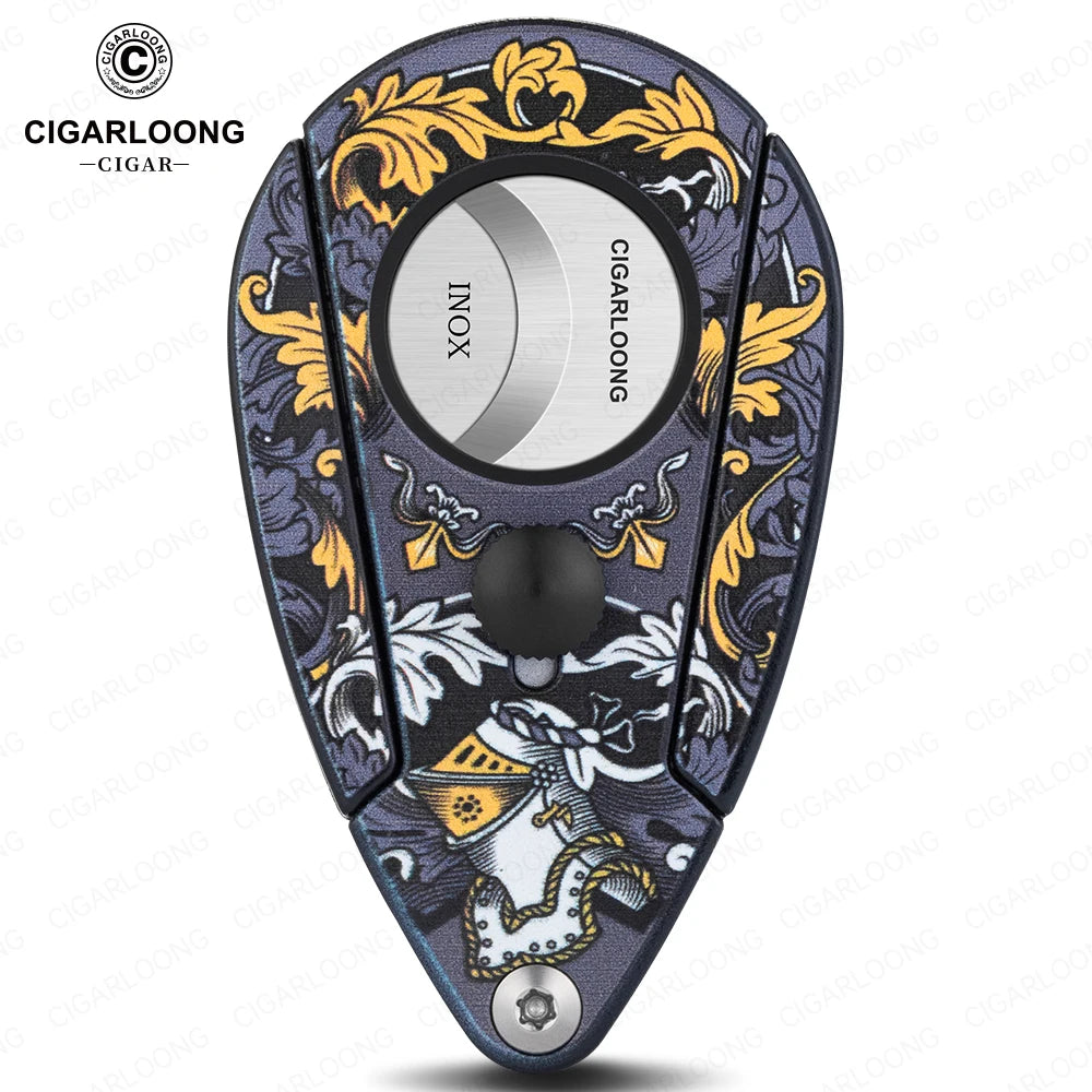 Guillotine Cigar Cutter with Leather Case - Stainless Steel Sharp Blade - Semi-Automatic 21mm Cutter