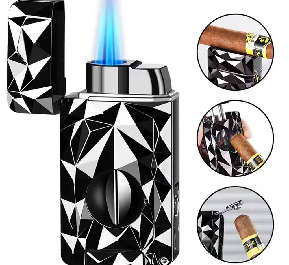 Ultimate 4-in-1 Multifunction Cigar Lighter with Cutter & Holder