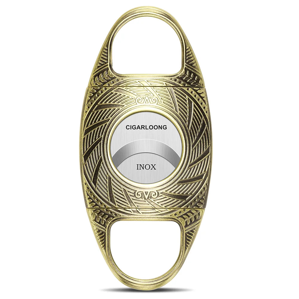 Ornate Double-Blade Guillotine Cigar Cutter in Rigid Steel