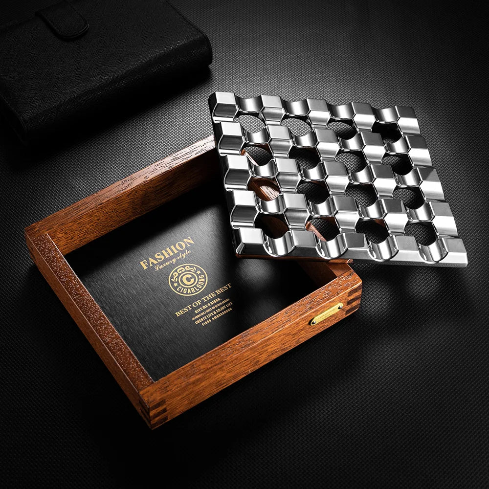 Cenicero de aluminio de madera maciza para cigarros, gran diámetro, ranuras múltiples, extintor de humo, diseño único CL-2020