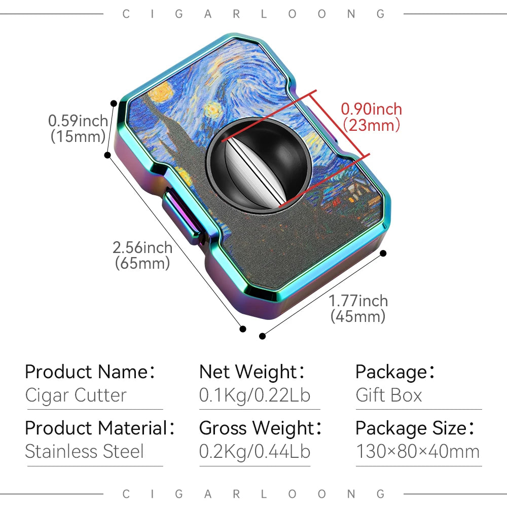 Portable Cigar Cutter - V-Cut Stainless Steel Travel Cutter - Sharp Blade for 23mm Cigars - Compact Pocket Tool