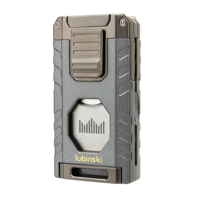3-in-1 Torch Lighter with Cigar Punch & Holder - Refillable Butane Jet Flame Lighter | Premium Gift Box Set