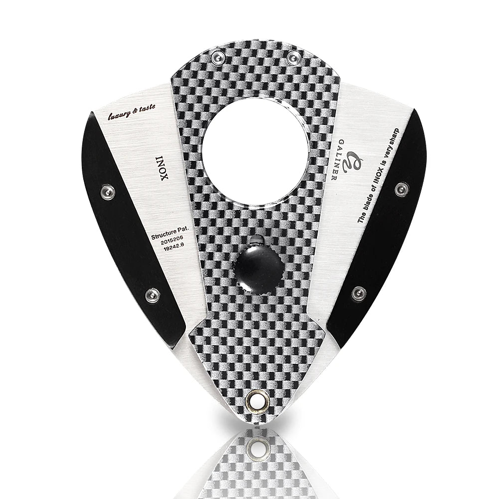 Cigar cutter with checkered pattern on a white background